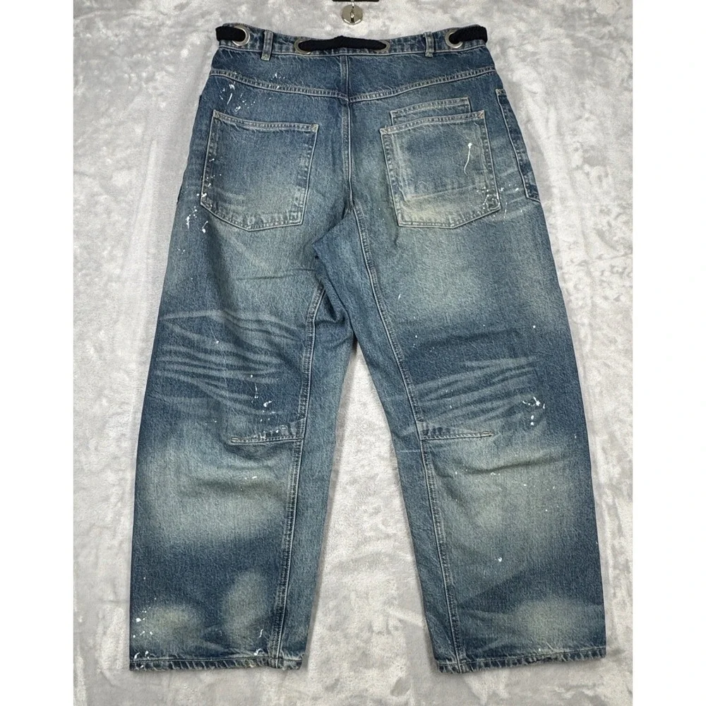 FREE PEOPLE We The Free  Moxie Barrel Jeans Womens 29 Wide Leg Paint Splatter